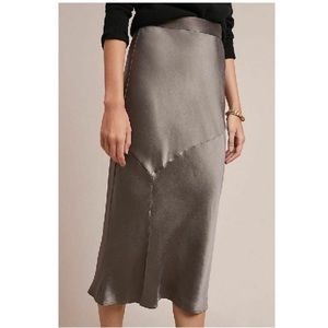 Anthropology new Bias satin skirt